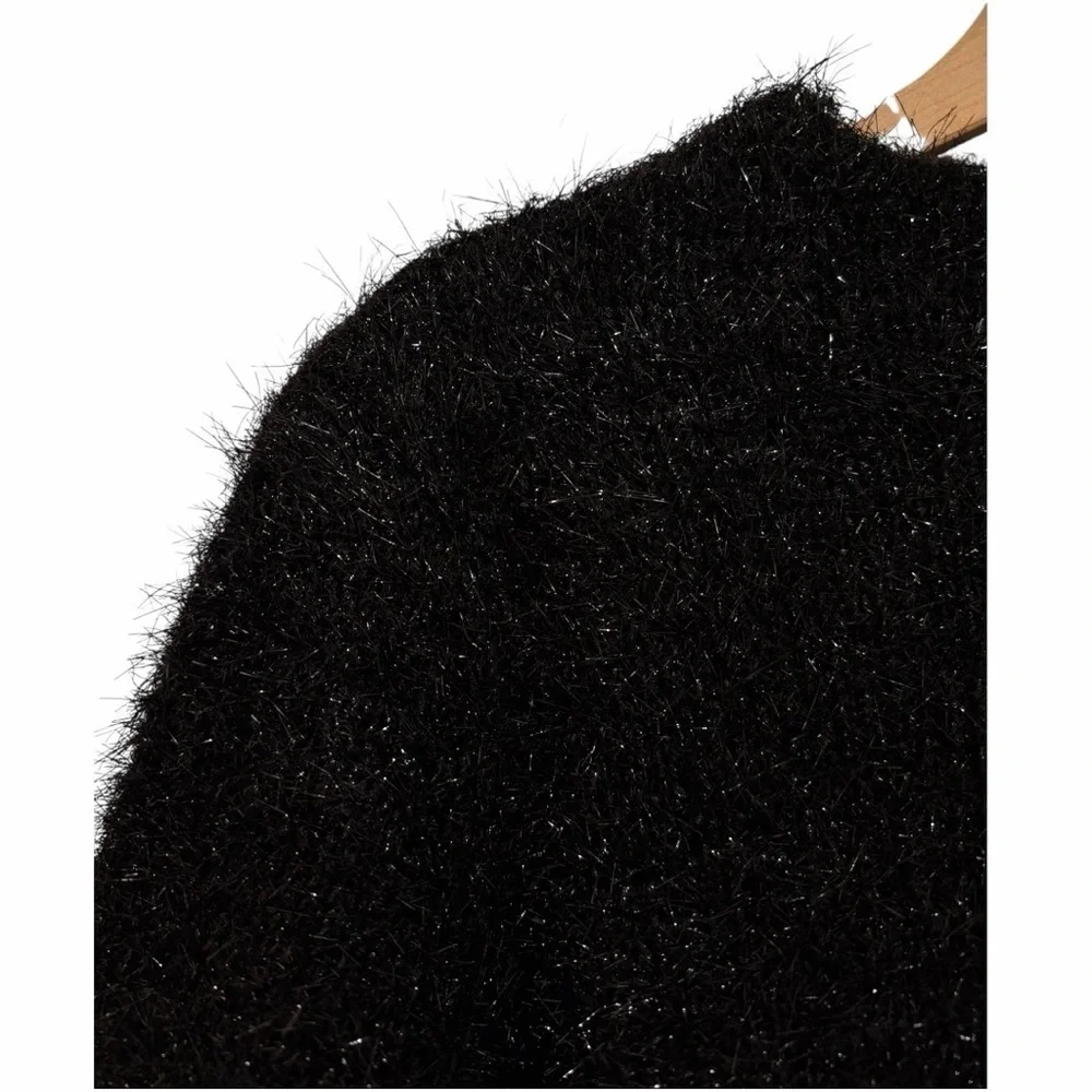 Tory Burch Tinsel Mockneck Sweater Black Iridescent Metallic NWOT Size M